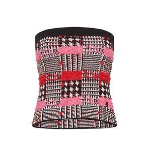 Karl Lagerfeld Red Boucle Textured Knit Tube Top - XS - NWT